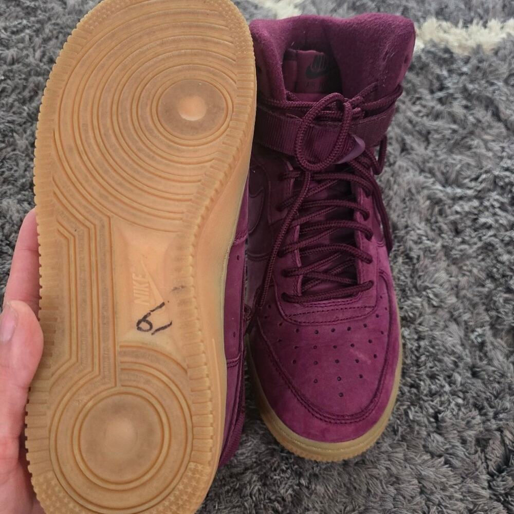 Nike Air Force 1 High WB GS 'Bordeaux' sneaker shoes youths size 6 - Picture 3 of 5